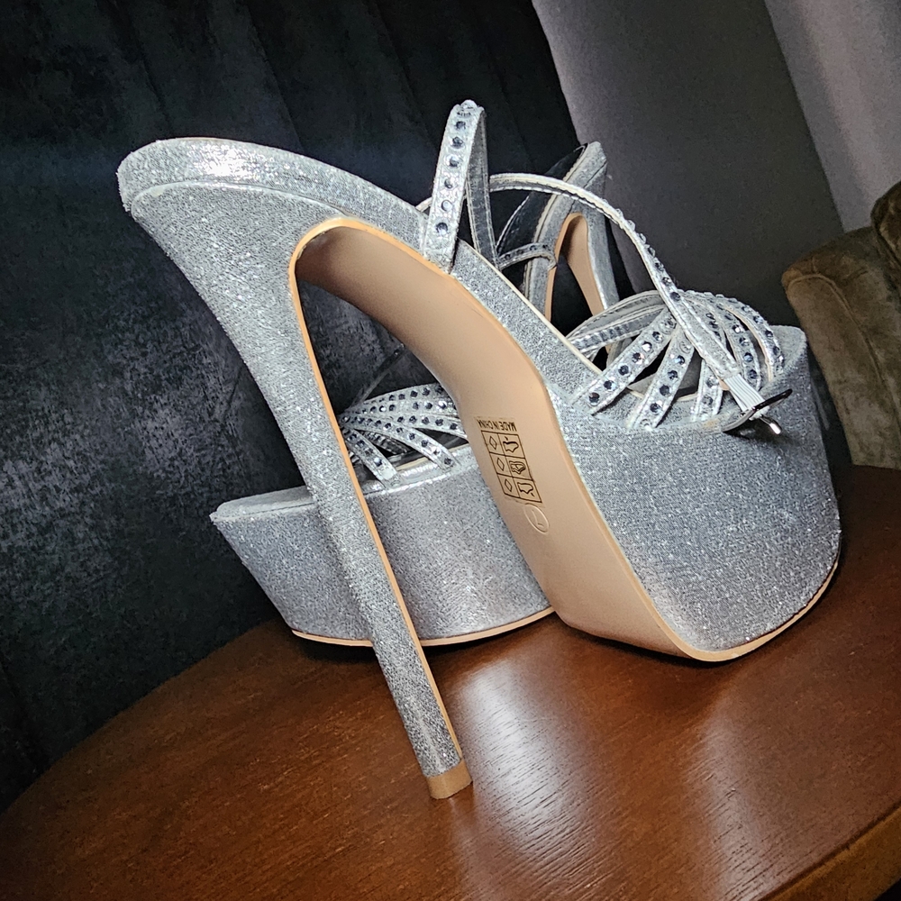 Elegant Silver Platform Heels